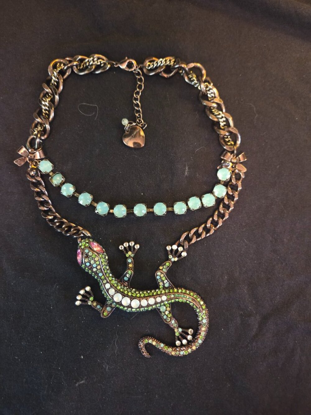 Betsey Johnson Lizard/Gecko Statement Necklace